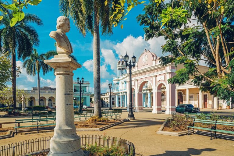 Arch of Triumph on the Parque Marti in colorful Cienfuegos, Cuba