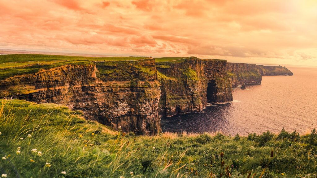 Sunset in Moher of Cliff