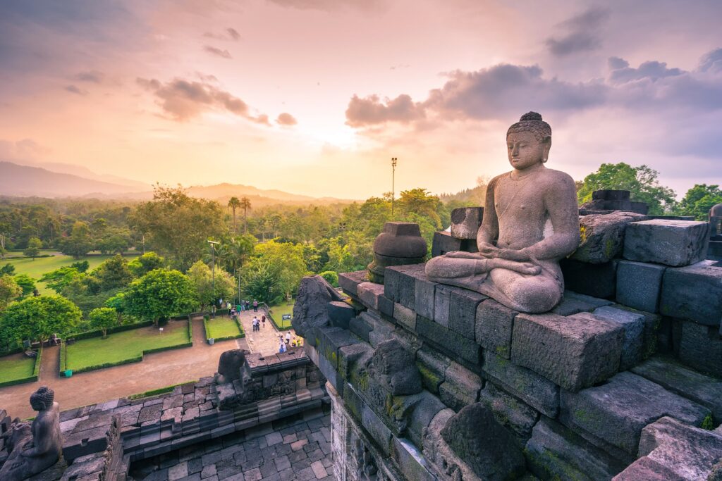 Buddha statue in Borobudur, Buddist Temple in Yogyakarta, Indone