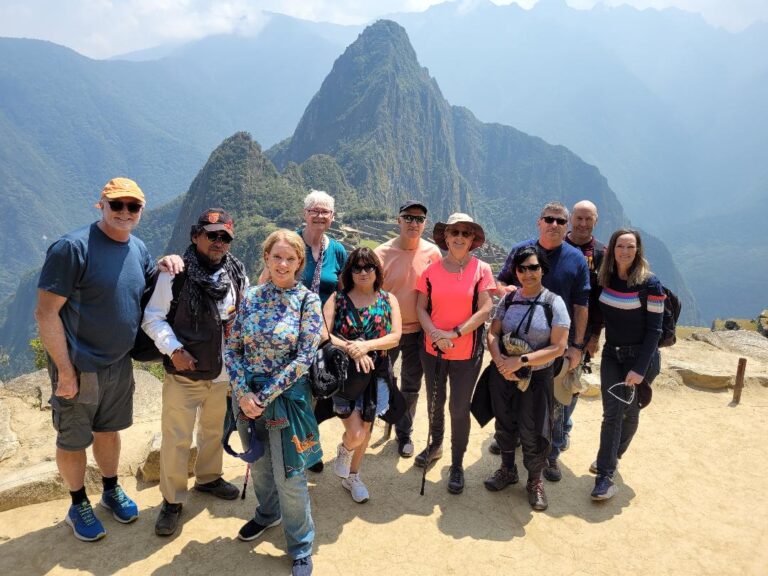 Picture of a guided group tour at Machu Picchu UNESCO site.
