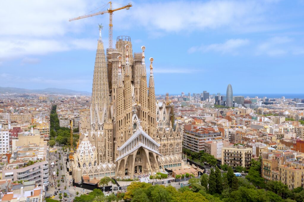  La Sagrada Familia Cathedral in Eixample district of Barcelona Spain
