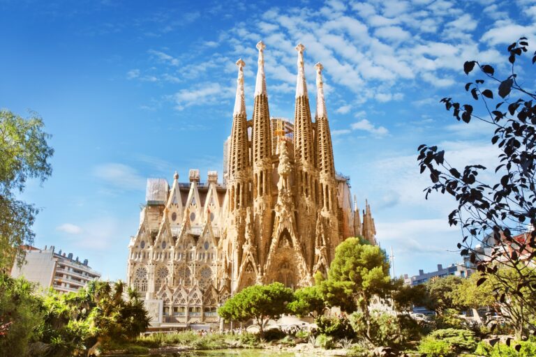 La Sagrada Familia Cathedral in Eixample district of Barcelona Spain